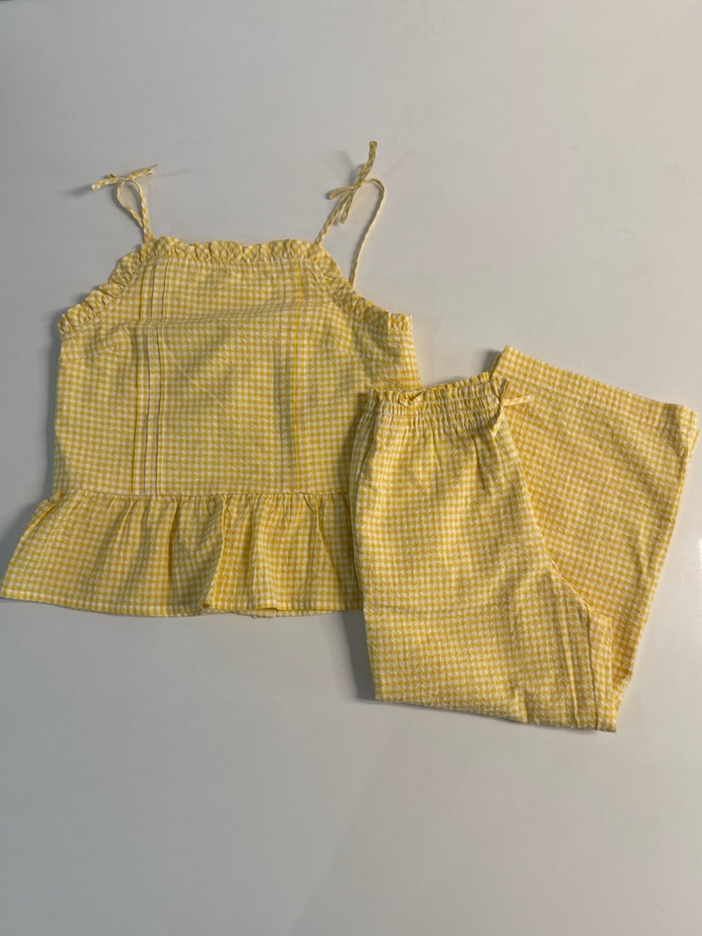 Polo Ralph Lauren Girls' yellow Gingham Seersucker Top and Pant Set Size 7